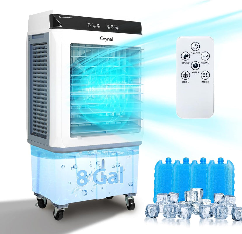 3-in-1 Evaporative Air Cooler Tower Fan with Remote Control - 6 - 11 Gal / White 40.6" 8-Gal