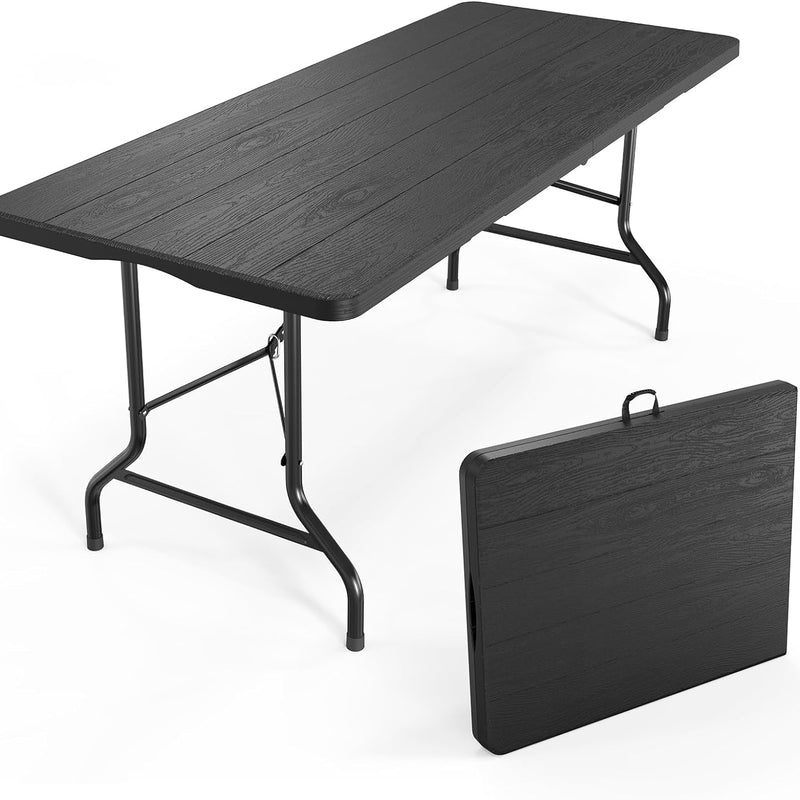 6 Ft Folding Camping Table – Portable Indoor/Outdoor Table with Waterproof HDPE Top