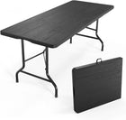 6 FT FOLDING CAMPING TABLE – PORTABLE INDOOR OUTDOOR TABLE WITH WATERPROOF HDPE TOP & CARRY HANDLE