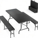 6 Ft Folding Picnic Table with 2 Benches (3-Piece Set)