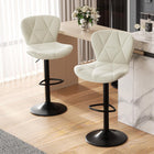 COUNTER BAR STOOLS SET OF 2 – ADJUSTABLE SWIVEL FAUX LEATHER SEATS