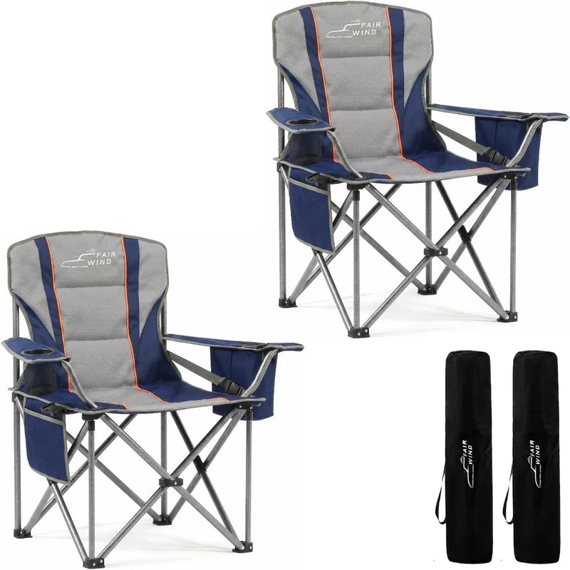 OVERSIZED CAMPING CHAIR –  550 LB HEAVY-DUTY FOLDING CHAIR WITH WIDE PADDED SEAT WITH LUMBAR SUPPORT