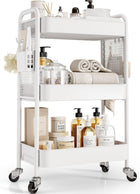 3-Tier Metal Rolling Cart – Foldable or Fixed Pegboard Styles
