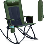 High Back Folding Rocking Camping Chair – Oversized Portable Outdoor Rocker with Cup Holder, Carry Bag & Heavy-Duty Steel Frame