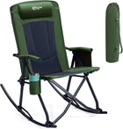 High Back Folding Rocking Camping Chair – Oversized Portable Outdoor Rocker with Cup Holder, Carry Bag & Heavy-Duty Steel Frame