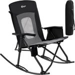 High Back Folding Rocking Camping Chair – Oversized Portable Outdoor Rocker with Cup Holder, Carry Bag & Heavy-Duty Steel Frame