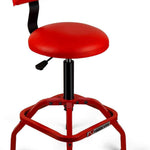 Adjustable Shop Stool with Backrest - Workbench Stool for Garage & Workshop, Swivel Bar Stool with Back Support, Padded Mechanic Stool