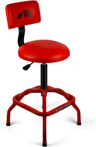 Adjustable Shop Stool with Backrest - Workbench Stool for Garage & Workshop, Swivel Bar Stool with Back Support, Padded Mechanic Stool