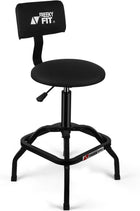 Rolling Mechanic Chair with Backrest and Footrest – Heavy Duty Shop Stool with Wheels, Adjustable Height Swivel Garage Chair