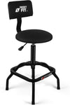 Adjustable Shop Stool with Backrest - Workbench Stool for Garage & Workshop, Swivel Bar Stool with Back Support, Padded Mechanic Stool - Media 1