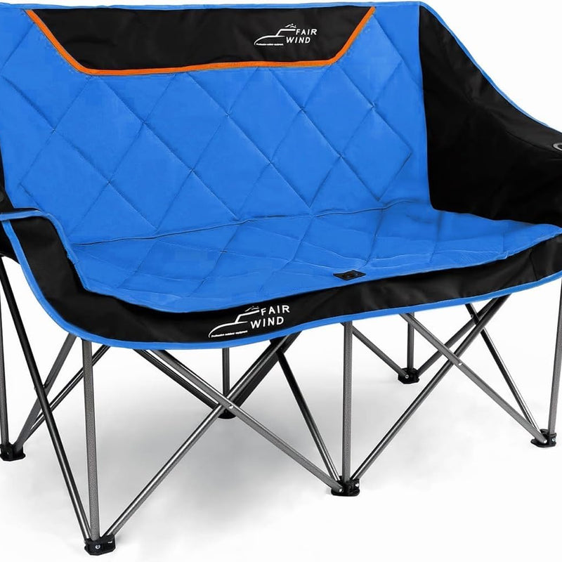 Oversized Padded 2-Person Folding Camping Loveseat Chair – Heavy Duty Outdoor Seating