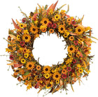 Fall Wreaths for Front Door - Autumn Wreath with Pumpkins, Sunflowers, Maple Leaves, Berries & Pine Cones for Outdoor Indoor Farmhouse Thanksgiving Decor