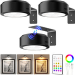 Rechargeable Picture Lights for Wall, 3-Pack — Round or Rectangular