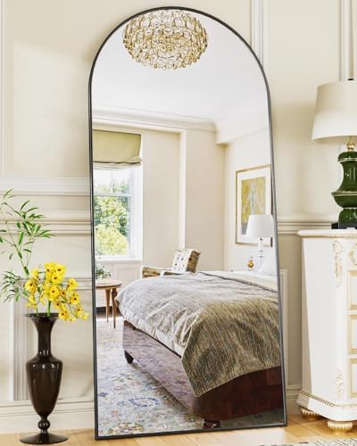 FULL LENGTH MIRROR – ARCHED STANDING & WALL-MOUNT DESIGN - Black 58" Arched Full-Length Mirror