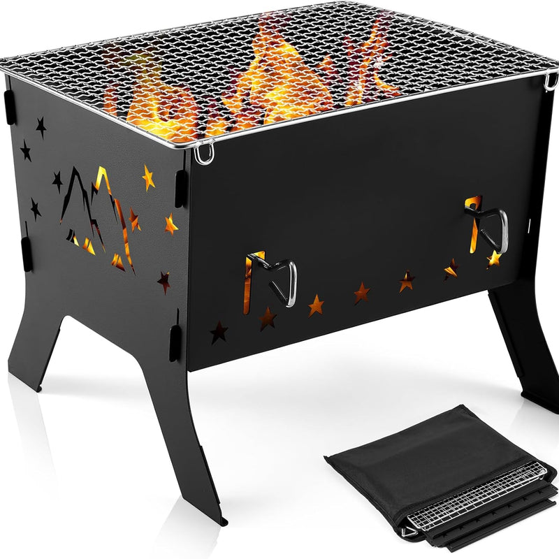 Portable Folding Charcoal Grill & Campfire Fire Pit