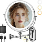 Rechargeable Wall Mounted Makeup Mirror with LED Light – Adjustable Brightness, Magnifying