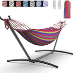 Double Hammock with Stand – Portable, Adjustable, 600 lb Capacity, Indoor & Outdoor