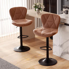 COUNTER BAR STOOLS SET OF 2 – ADJUSTABLE SWIVEL FAUX LEATHER SEATS