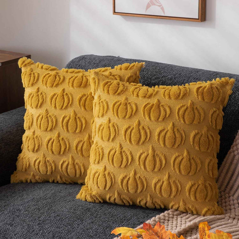 3D Pumpkin Pillow Covers – Set of 2, 18x18 In