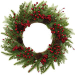 CHRISTMAS BERRY WREATH FOR FRONT DOOR – WINTER PINE HOLIDAY DÉCOR