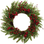 CHRISTMAS BERRY WREATH FOR FRONT DOOR – WINTER PINE HOLIDAY DÉCOR - Media 1