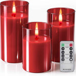 Flameless Candles with Remote & Timer – Glass Pillar Set of 3