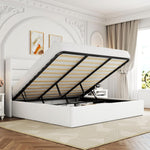 Lift-Up Storage Bed Frame with Upholstered Wingback Headboard