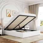 Lift-Up Storage Bed Frame with Upholstered Wingback Headboard