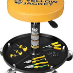 Pneumatic Rolling Mechanic Stool with Wheels – Adjustable Height Shop Stool with Tool Tray, 360° Swivel Seat for Garage & Workshop