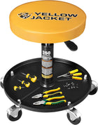 Pneumatic Rolling Mechanic Stool with Wheels – Adjustable Height Shop Stool with Tool Tray, 360° Swivel Seat for Garage & Workshop