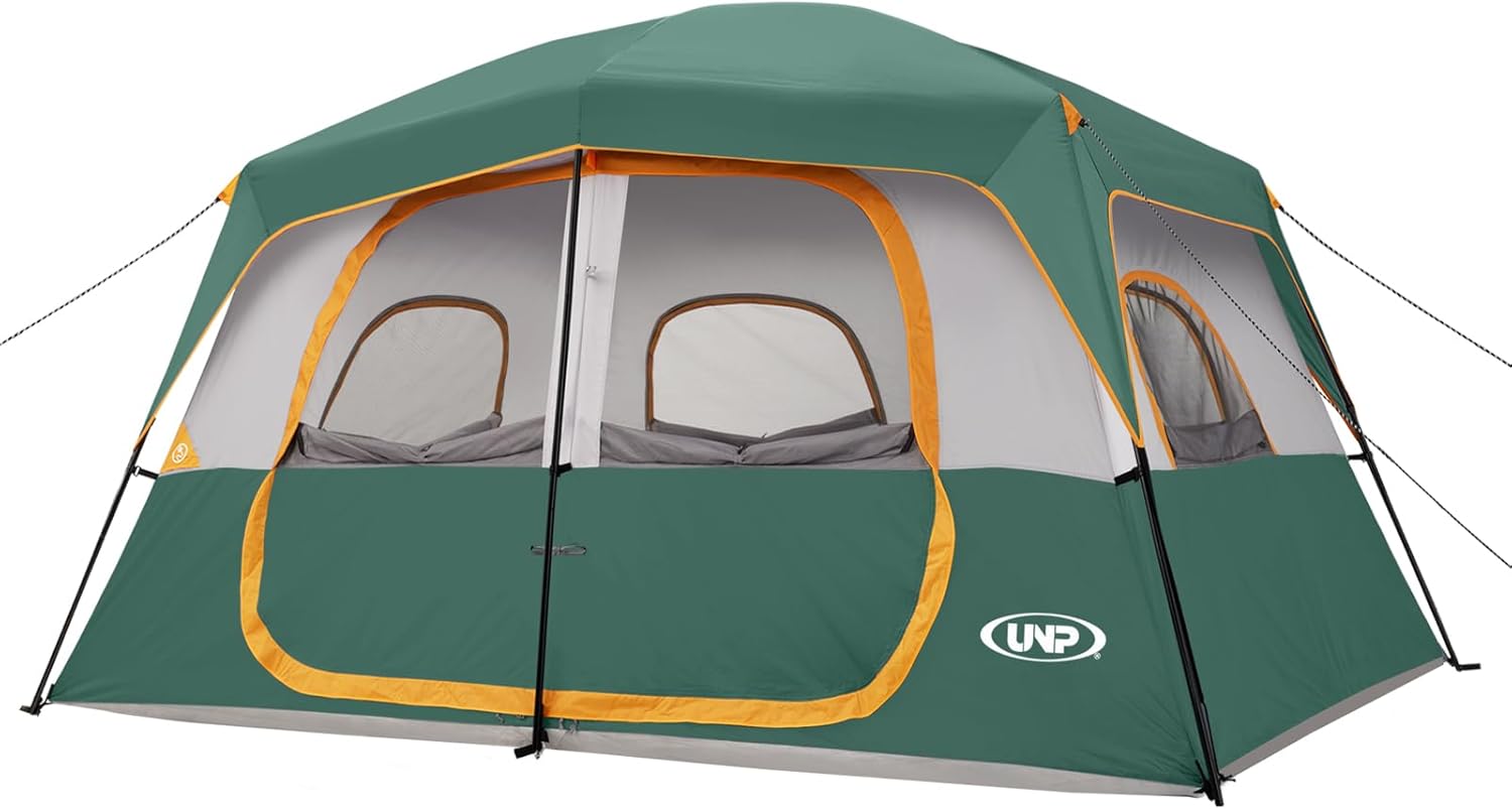 5–8 PERSON FAMILY DOME CAMPING TENT – WATERPROOF OUTDOOR TENT WITH RAINFLY & CARRY BAG - Dark Green 5-8 Person Tent