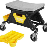 Mobile Mechanic Toolbox Seat with Drawers - Rolling Mechanic Stool with Sliding Tool Tray, Shop Stool with Wheels for Garage & Workshop, Auto Repair