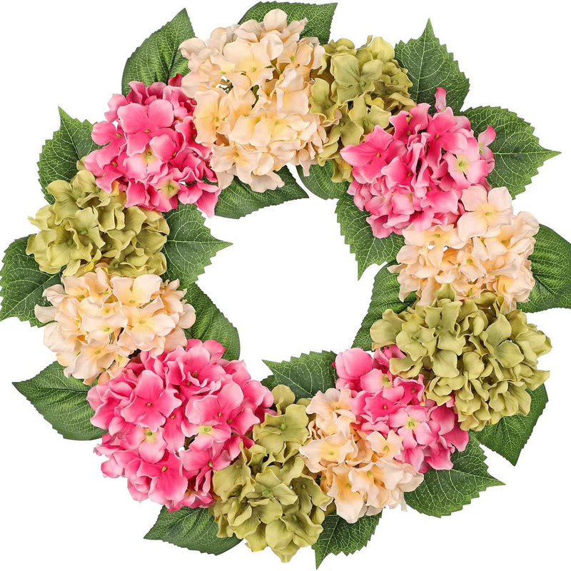 HYDRANGEA WREATH FOR FRONT DOOR – ARTIFICIAL FLORAL PORCH DÉCOR