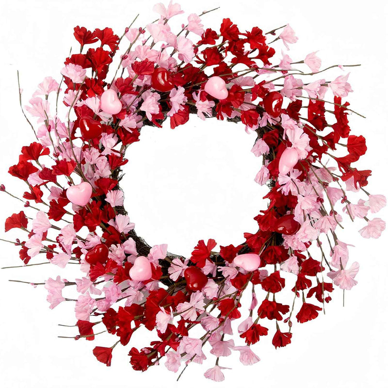 VALENTINE WREATHS FOR FRONT DOOR – HEART & BERRY FLORAL WREATH FOR VALENTINE’S DAY DÉCOR
