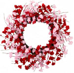 Valentine's Day Wreath for Front Door – Heart Shaped & Traditional Wreath with Red Rose, Berries & Eucalyptus Greenery, Farmhouse Wall Home Porch Decor - Media 1