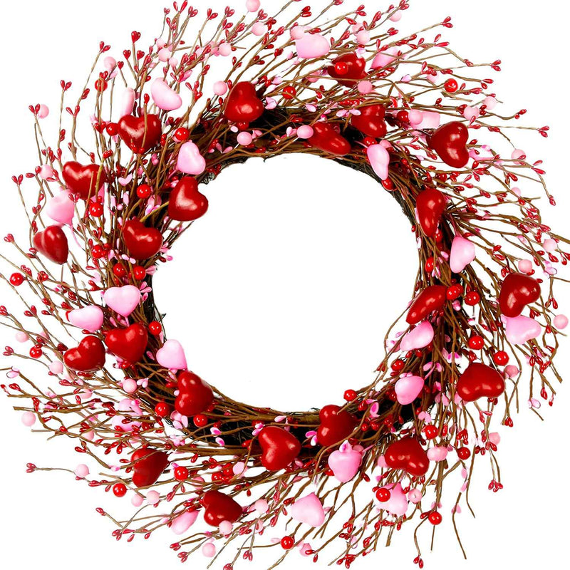 VALENTINE WREATHS FOR FRONT DOOR – HEART & BERRY FLORAL WREATH FOR VALENTINE’S DAY DÉCOR
