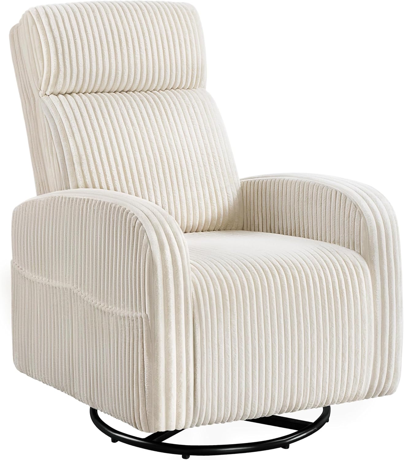 Swivel Accent Chair with Storage, 360 Degree Velvet Small Accent Chair, No Assembly Comfy Bedroom Chair for Living Room, Reading, Dressing Room - Beige (33"x25") Swivel Corduroy Nursery Glider Chair