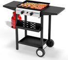 2 & 3 BURNER PORTABLE PROPANE FLAT TOP GRIDDLE – 20,000–45,000 BTU OUTDOOR GRIDDLE WITH SIDE SHELVES & CART