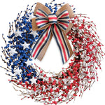 4TH OF JULY WREATH FOR FRONT DOOR – RED, WHITE & BLUE PATRIOTIC DÉCOR