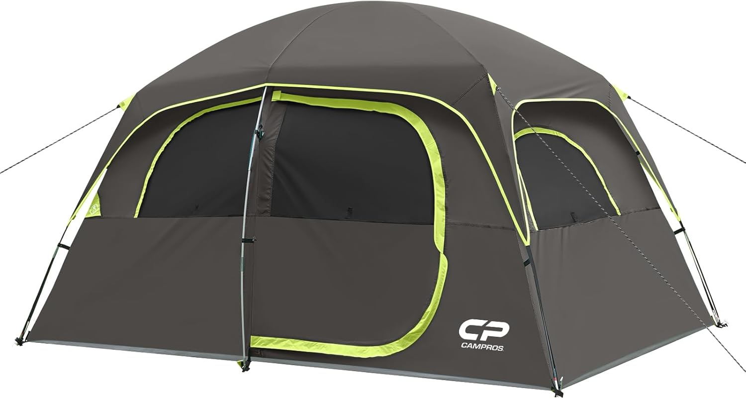 5–8 PERSON FAMILY DOME CAMPING TENT – WATERPROOF OUTDOOR TENT WITH RAINFLY & CARRY BAG - Dark Gray- 6 Person Tent