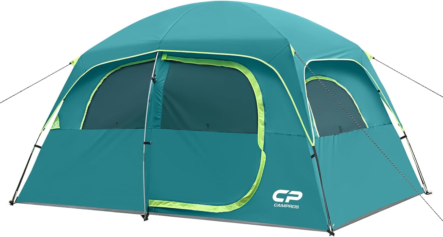 5–8 PERSON FAMILY DOME CAMPING TENT – WATERPROOF OUTDOOR TENT WITH RAINFLY & CARRY BAG - Tea Blue - 6 Person Tent
