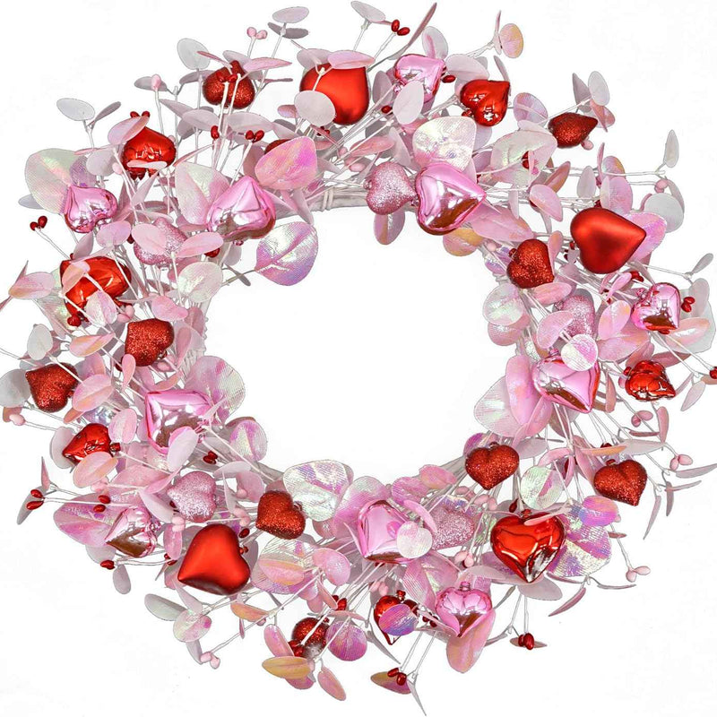 VALENTINE WREATHS FOR FRONT DOOR – HEART & BERRY FLORAL WREATH FOR VALENTINE’S DAY DÉCOR