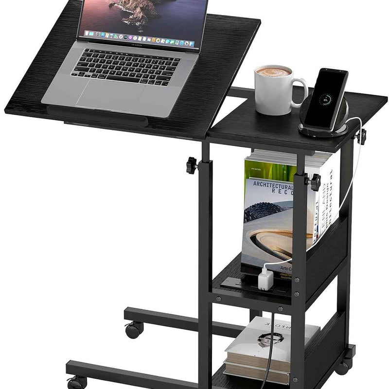 C-SHAPED END TABLE WITH CHARGING STATION – ADJUSTABLE HEIGHT