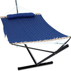 Outdoor Double Hammock with Stand for 2 – Heavy Duty Steel Frame, Pillow Included