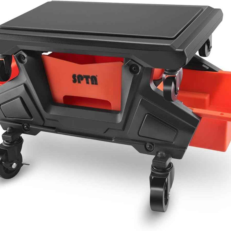 Mobile Mechanic Toolbox Seat with Drawers - Rolling Mechanic Stool with Sliding Tool Tray, Shop Stool with Wheels for Garage & Workshop, Auto Repair