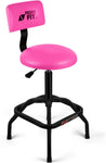 Adjustable Shop Stool with Backrest - Workbench Stool for Garage & Workshop, Swivel Bar Stool with Back Support, Padded Mechanic Stool - Media 1