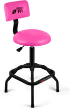 Adjustable Shop Stool with Backrest - Workbench Stool for Garage & Workshop, Swivel Bar Stool with Back Support, Padded Mechanic Stool