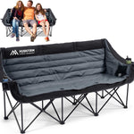 Oversized Padded 3-Person Folding Camping Loveseat Chair – Heavy Duty Outdoor Seating