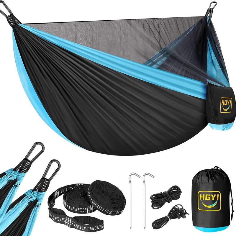 DOUBLE CAMPING HAMMOCK WITH REVERSIBLE BUG NET – 2 PERSON, 660 LB