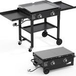 2 & 3 Burner Portable Propane Flat Top Griddle with Side Shelves & Cart
